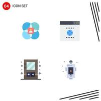 4 flaches Icon-Konzept für mobile Websites und Apps Charakter Kabinett Modell SEO Utensil editierbare Vektordesign-Elemente vektor