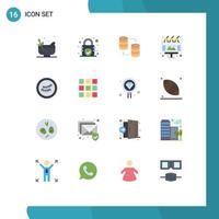piktogram uppsättning av 16 enkel platt färger av sömn utomhus- server anslagstavla ad redigerbar packa av kreativ vektor design element