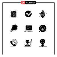 Stock Vector Icon Pack mit 9 Zeilenzeichen und Symbolen für Bild muslimisches Essen Islam Tasbih editierbare Vektordesign-Elemente