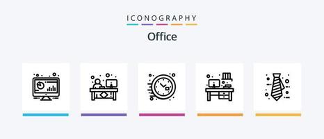 kontor linje 5 ikon packa Inklusive bok. kontor. kontor dra. företag. anteckningsblock. kreativ ikoner design vektor
