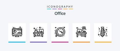 Office Line 5 Icon Pack inklusive Buch. Büro. Büro zeichnen. Unternehmen. Notizblock. kreatives Symboldesign vektor