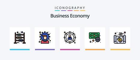 ekonomi linje fylld 5 ikon packa Inklusive ekonomi. pengar. ekonomi. utbyta. bankverksamhet. kreativ ikoner design vektor