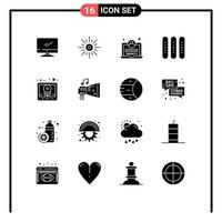 Stock Vector Icon Pack mit 16 Zeilen Zeichen und Symbolen für Laib fallen Helligkeit Event Login editierbare Vektordesign-Elemente