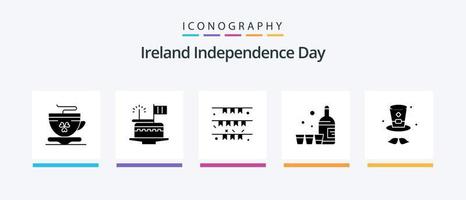 irland oberoende dag glyf 5 ikon packa Inklusive irland. flaska. patricks. dryck. irland. kreativ ikoner design vektor