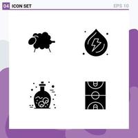 Solide Glyphenpackung mit 4 universellen Symbolen von Lamm Halloween Ostern Wasser Zombie editierbare Vektordesign-Elemente vektor
