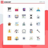 mobil gränssnitt platt Färg uppsättning av 25 piktogram av server klunga pris- iteration berättelse redigerbar vektor design element