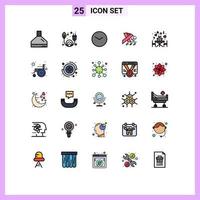Stock Vector Icon Pack mit 25 Zeilen Zeichen und Symbolen für Tisch Restaurant Zeit Abendessen Band editierbare Vektordesign-Elemente