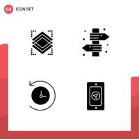 4 solides Glyphenpaket der Benutzeroberfläche mit modernen Zeichen und Symbolen von Schichten Backup-Server-Schild Zeitmaschine editierbare Vektordesign-Elemente vektor