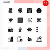 16 fast glyf begrepp för webbplatser mobil och appar druva mat internet information cirkel redigerbar vektor design element