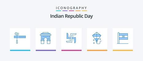 Indian Republic Day Blue 5 Icon Pack inklusive Festival. Drachen. indisch. Religion. indisch. kreatives Symboldesign vektor