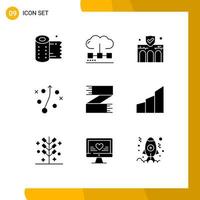 9 kreativ ikoner modern tecken och symboler av Tillbehör planen optimering förvaltning försäkring redigerbar vektor design element