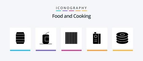 Food Glyph 5 Icon Pack inklusive Gericht. Obst. Lebensmittel. Lebensmittel. und. kreatives Symboldesign vektor