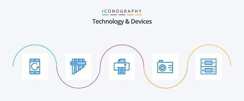 enheter blå 5 ikon packa Inklusive video. ds. enhet. trösta. digital vektor