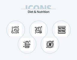 Diät- und Ernährungslinie Icon Pack 5 Icon Design. Diät. gesund. kein Fleisch. gesundes Frühstück. Apfel vektor