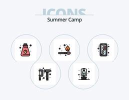 Sommercamp-Linie gefüllt Icon Pack 5 Icon Design. reisen. Stuhl. Camping. reisen. Camping vektor