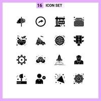 16 universell fast glyf tecken symboler av mortelstöt Göra styrelse digital säsong redigerbar vektor design element