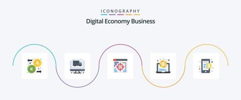 Digital Economy Business Flat 5 Icon Pack inklusive. Finanzen. Unternehmen. Wirtschaft. Geld vektor