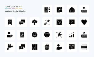 25 solides Glyphen-Icon-Pack für Web und soziale Medien vektor