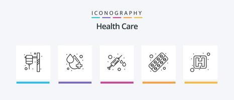 hälsa vård linje 5 ikon packa Inklusive utnämning. värma. vård. varm. temperatur. kreativ ikoner design vektor