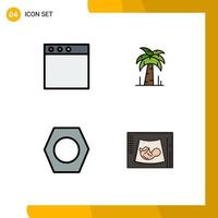 Gruppe von 4 modernen Filledline-Flachfarben für App-Mutterschaftspalmenpfeil-Sonogramm-editierbare Vektordesign-Elemente vektor