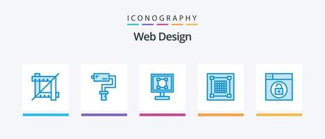 Webdesign Blue 5 Icon Pack inklusive Web. Grafik. Grafik. Designer. kreativ. kreatives Symboldesign vektor