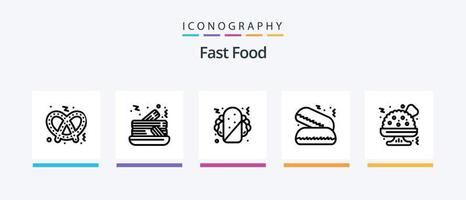 snabb mat linje 5 ikon packa Inklusive skräp mat. snabb mat. frappe. ljuv. mat. kreativ ikoner design vektor