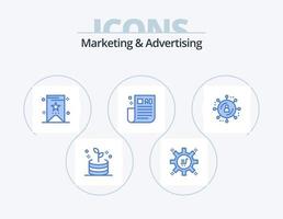 marknadsföring och reklam blå ikon packa 5 ikon design. . internet reklam. pris. dotterbolag marknadsföring. marknadsföring vektor