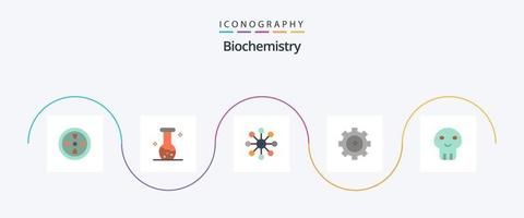 Biochemie Flat 5 Icon Pack inklusive Tod. Achtung. Biologie. Biochemie. Einstellungslabor vektor