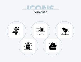 Sommer-Glyphen-Icon-Pack 5 Icon-Design. Sommer. Ferien. Schiff. reisen. Schild vektor