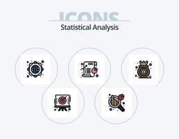 Statistische Analyselinie gefüllt Icon Pack 5 Icon Design. Wachstum. Diagramm. Datei. Diagramm. Ziel vektor