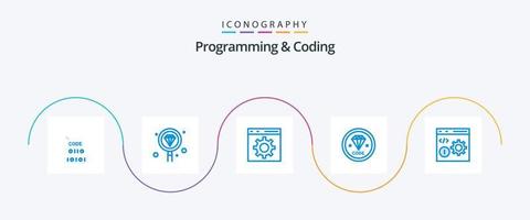 programmering och kodning blå 5 ikon packa Inklusive utveckla. koda. programmering. utveckling vektor