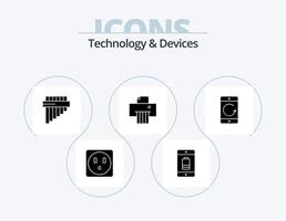 Geräte-Glyphen-Icon-Pack 5 Icon-Design. Handy, Mobiltelefon. Kommunikation. Instrument. Handy. Aktenvernichter vektor