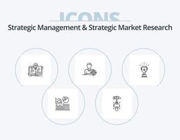 Strategisches Management und strategische Marktforschungslinie Icon Pack 5 Icon Design. Birne. leisten. Schach. Ziel. Mann vektor