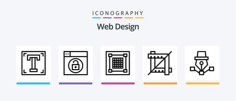 webb design linje 5 ikon packa Inklusive designer. webb. webb. minimera. design. kreativ ikoner design vektor