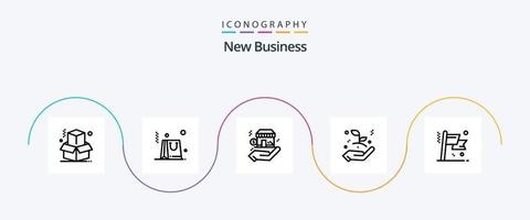 New Business Line 5 Icon Pack inklusive Blatt. Wachstum . Unternehmensgründung . Dollar vektor