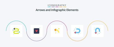 pil platt 5 ikon packa Inklusive pil. u sväng. pil. tecken. upp vektor