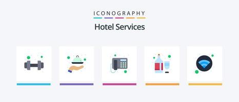 Hotelservices Flat 5 Icon Pack inklusive Hotel. Weinflaschen. Anruf. Wein. Flasche. kreatives Symboldesign vektor