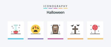 Halloween Flat 5 Icon Pack inklusive Rip. Fledermäuse. gespenstisch. Halloween. Tod. kreatives Symboldesign vektor