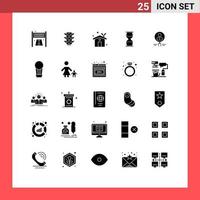 25 universelle solide Glyphenzeichen Symbole der Find Time Eco House Sandclock Business editierbare Vektordesign-Elemente vektor