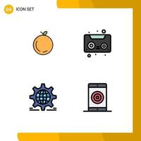 Satz von 4 Vektor-Filledline-Flachfarben auf Raster für Apple Globe Audio Tape Setting Engine editierbare Vektordesign-Elemente vektor