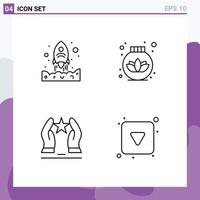 Aktienvektor-Icon-Pack mit 4 Zeilenzeichen und Symbolen zum Starten von bearbeitbaren Vektordesign-Elementen für die Pflege von Pflegesternen vektor