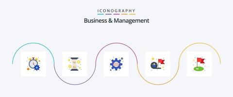 Business und Management Flat 5 Icon Pack inklusive Leistung. Erfolg. Unternehmen. Ziel. Leistung vektor