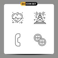 4 kreativ ikoner modern tecken och symboler av slå svar vård station telefon redigerbar vektor design element