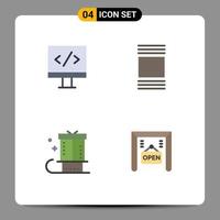 Aktienvektor-Icon-Pack mit 4 Zeilenzeichen und Symbolen für Computer-Urlaubsabdeckung Feier E-Commerce editierbare Vektordesign-Elemente vektor