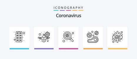 Coronavirus Line 5 Icon Pack inklusive Bakterien. Fieber. Virus. Blutvirus. online. kreatives Symboldesign vektor