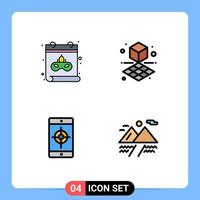 4 kreativ ikoner modern tecken och symboler av kalender mål kub Ansökan moln redigerbar vektor design element