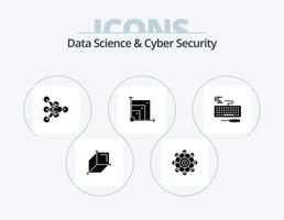 Datenwissenschaft und Cybersicherheit Glyphen-Icon-Pack 5 Icon-Design. Klaviatur. da. Lernen. Scalable-System. Skalierung vektor
