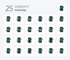 Android App 25 Zeilen gefülltes Icon Pack inklusive App. Galerie. App. Anwendung. Aufhören vektor