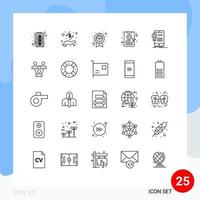 25 kreative Symbole moderne Zeichen und Symbole von App-Zertifikat Blattstandort Pin Buch Kabine editierbare Vektordesign-Elemente vektor