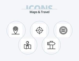 Karten- und Reiselinien-Icon-Pack 5-Icon-Design. . reisen. Lage. Ferien. Karten vektor